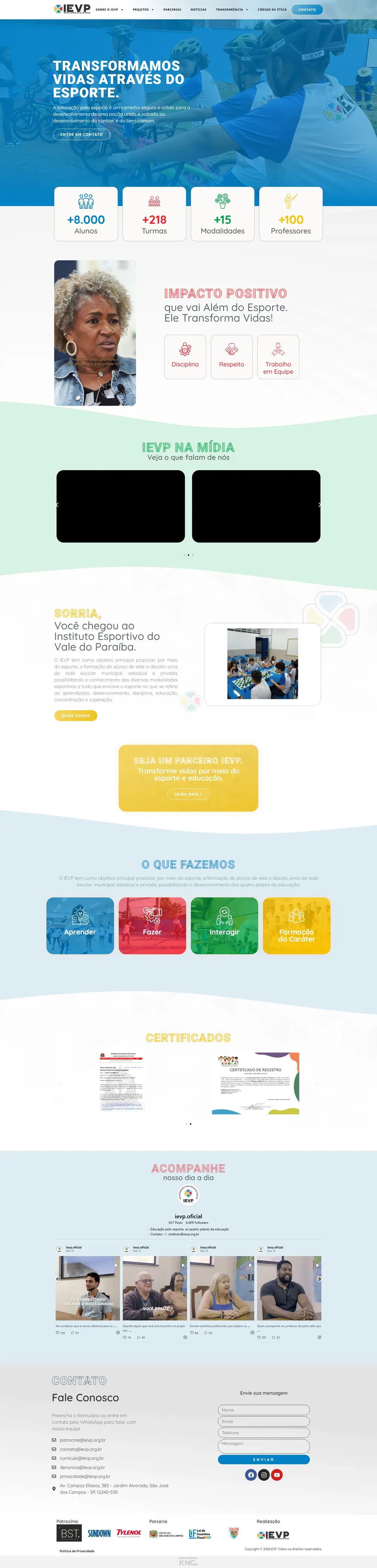 Página do site IEVP