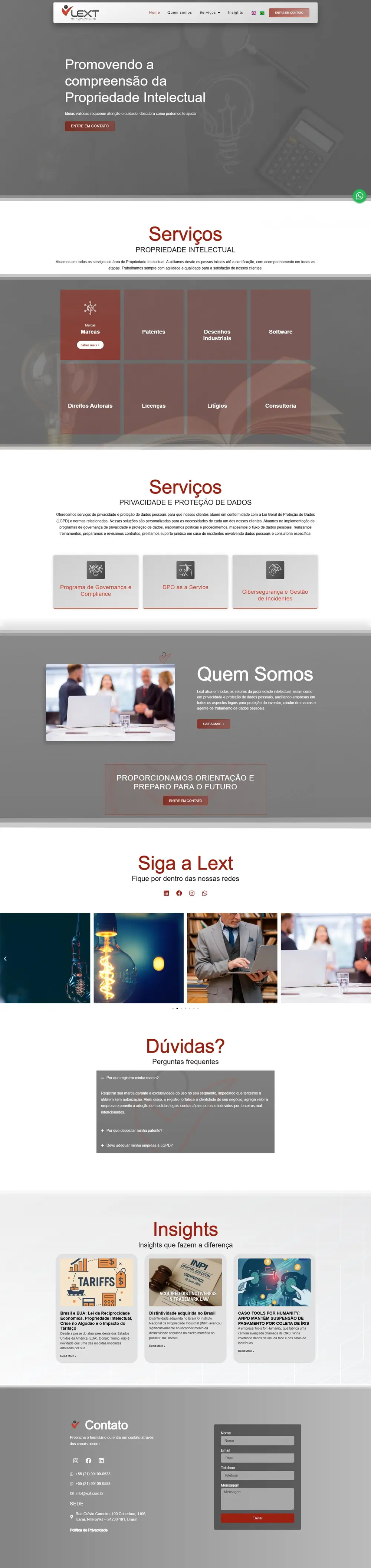 Página do site LEXT